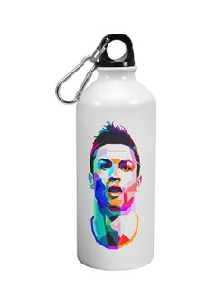 Aluminum Water Bottle, Football Drinking Bottle with "Cristiano Ronaldo" Design Print in White