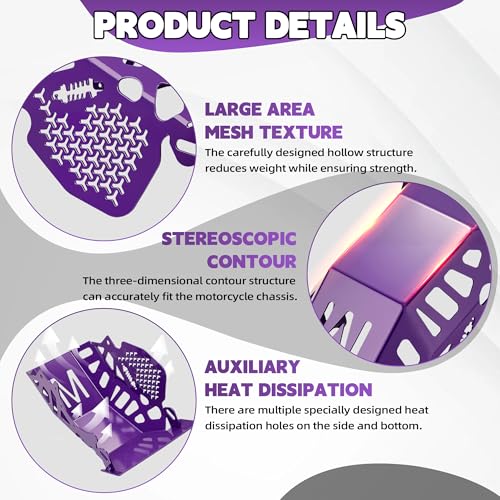 BAOUFF Skid Plate for Surron Light Bee,Dirt Bike Engine Chassis Protection Bash Guard for Surron Light Bee X and S/LBX/LBS-Purple - Image 5
