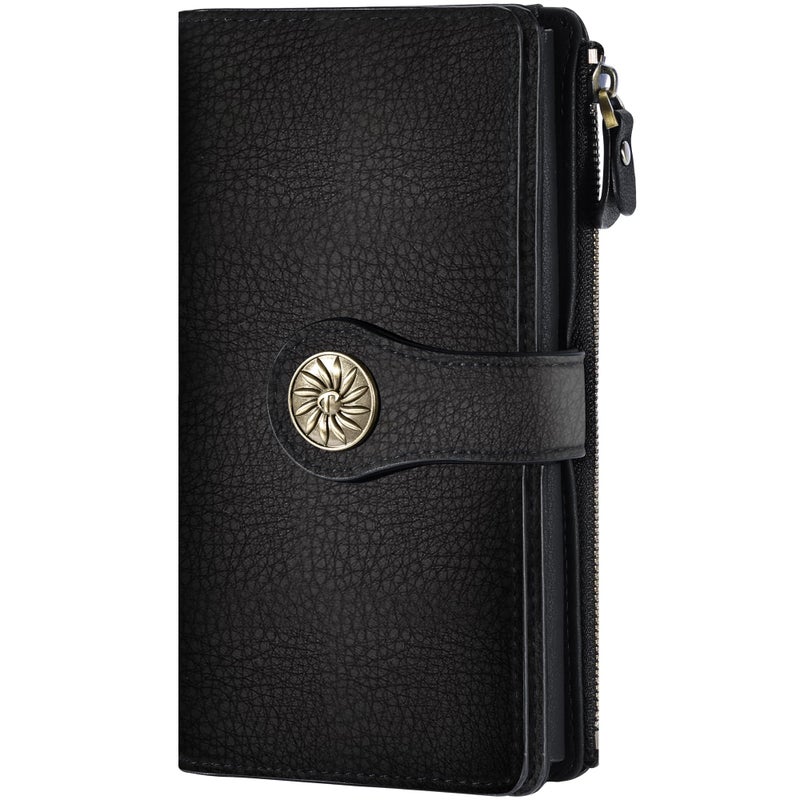 Travelambo Women's Wallet RFID Blocking Trifold Clutch Large Capacity Credit Card Holder Travel Purse - Image 1