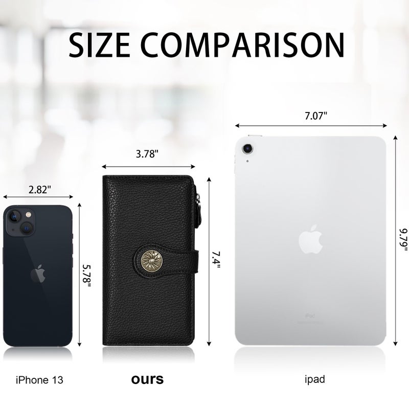 Travelambo Women's Wallet RFID Blocking Trifold Clutch Large Capacity Credit Card Holder Travel Purse - Image 5