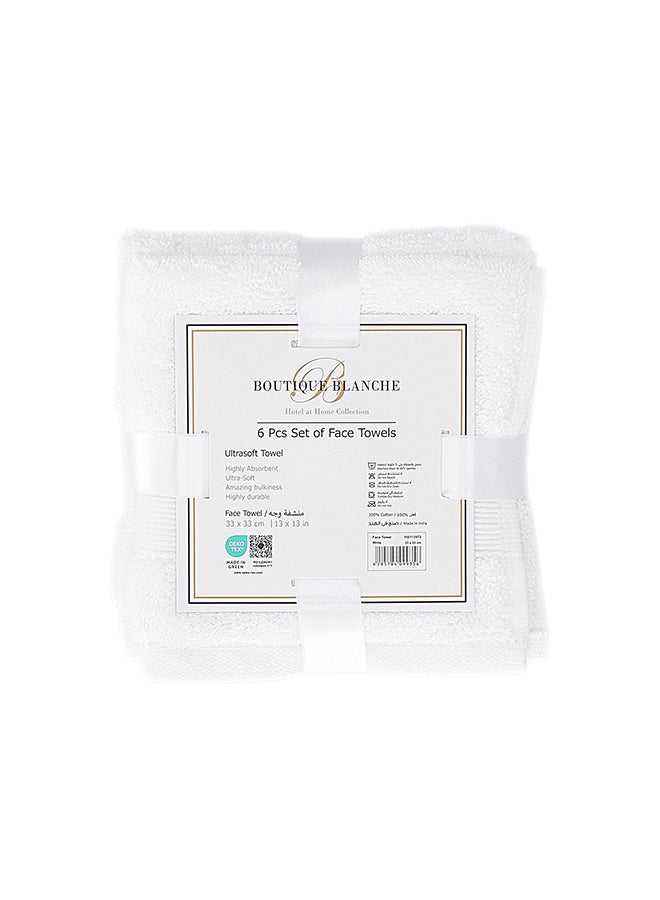 Boutique Blanche 6 Piece Ultra Soft Face Towel Set   33*33 cm   White - Image 2