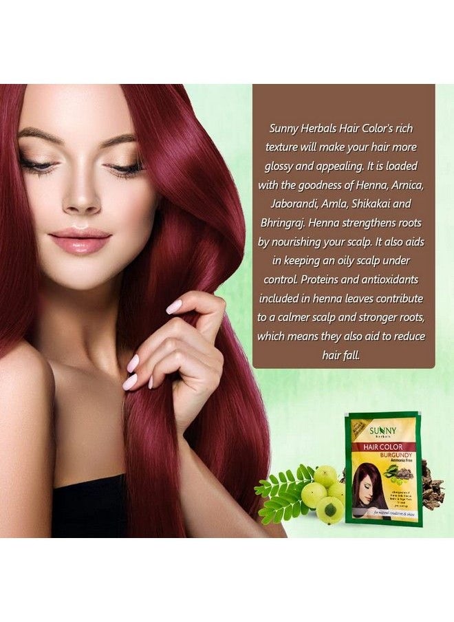 Sunny Hair Color With Unique Blend Of Henna Amla Shikakai & Bhringraj Herbs ; Penetrates Every Strand And Colors From Root To Tip ; For Men & Women Of All Hair Type ; Burgundy (Pack Of 4)  - Image 4