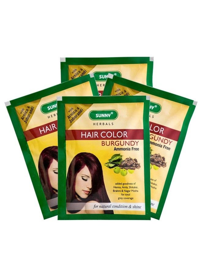 Sunny Hair Color With Unique Blend Of Henna Amla Shikakai & Bhringraj Herbs ; Penetrates Every Strand And Colors From Root To Tip ; For Men & Women Of All Hair Type ; Burgundy (Pack Of 4)  - Image 2