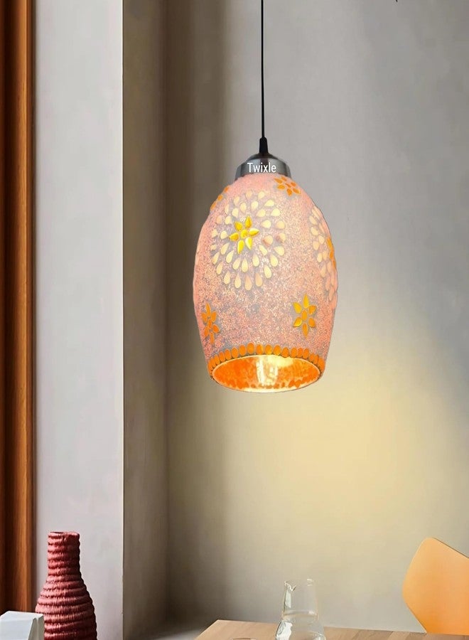 twixle Pink Shade Handmade Decoration Modern Ceiling Lamp for Living Room, Office,Bedroom Lamp with All Fixtures and Fitting White Design Hanging (E-27 Holder) (with Bulb, 1, Pack) - Image 2