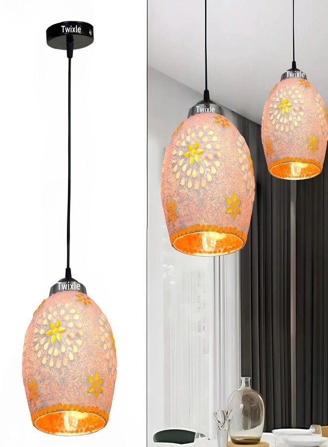 twixle Pink Shade Handmade Decoration Modern Ceiling Lamp for Living Room, Office,Bedroom Lamp with All Fixtures and Fitting White Design Hanging (E-27 Holder) (with Bulb, 1, Pack) - Image 1