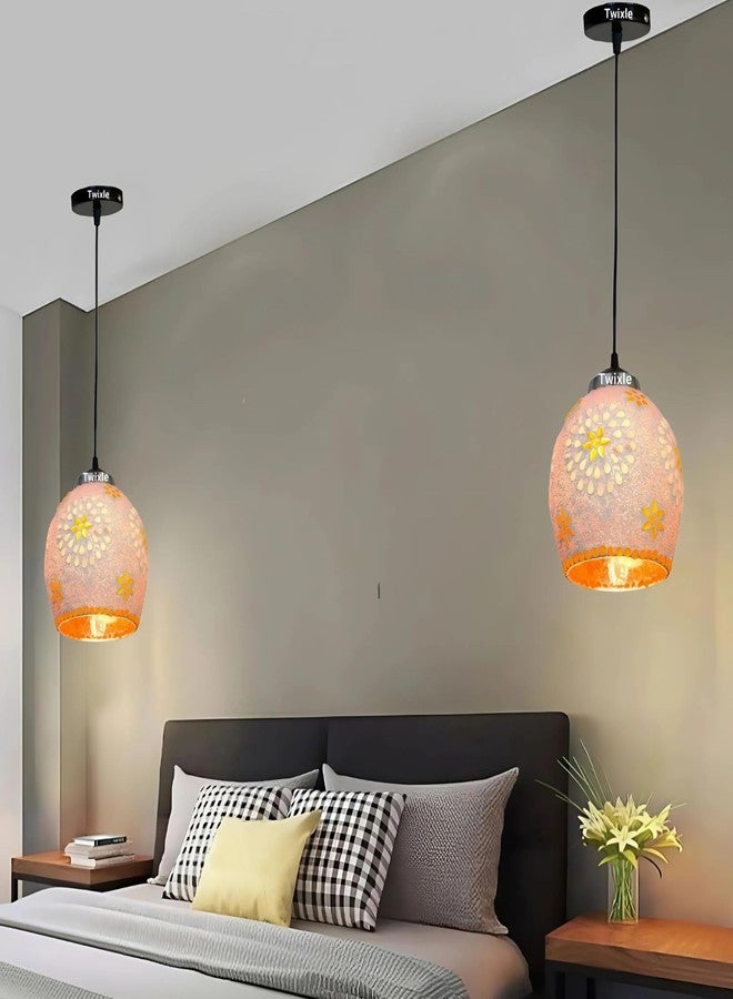 twixle Pink Shade Handmade Decoration Modern Ceiling Lamp for Living Room, Office,Bedroom Lamp with All Fixtures and Fitting White Design Hanging (E-27 Holder) (with Bulb, 1, Pack) - Image 5