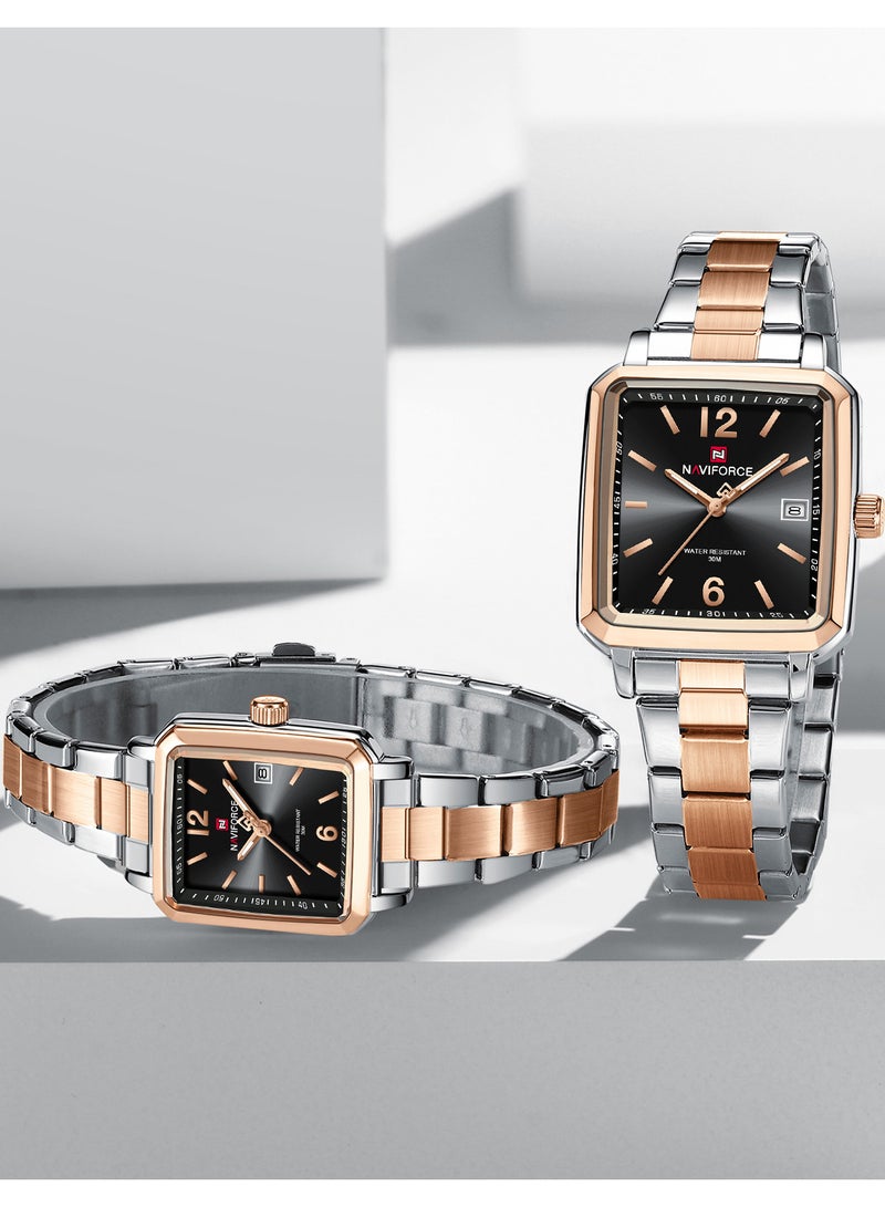 نافيفورس ساعة يد كوارتز كاجوال أنيقة من الفولاذ المقاوم للصدأ للرجال والنساء NF9252 S/B/RG - Image 1