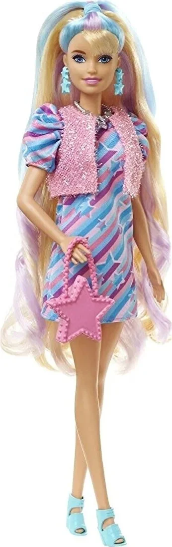 باربي Dolls with Long Gorgeous Hair and Accessories Blonde Star RKT-HCM88