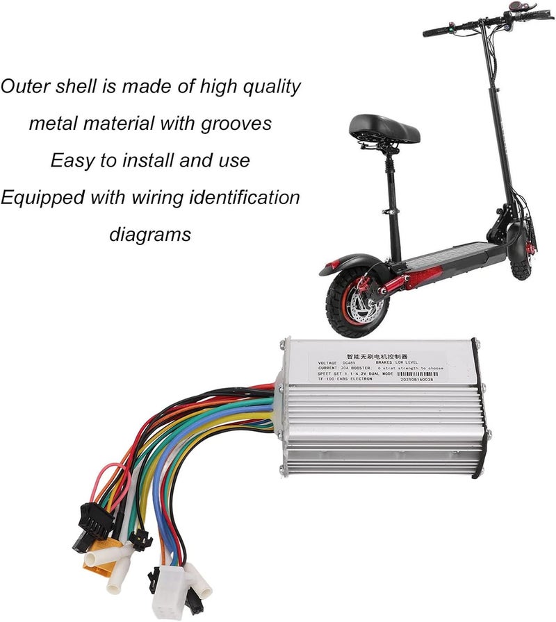 Sunisfa Electric Scooter Controller, Brushless Motor Controller, Intelligent 48V 20A Controller for KUGOO M4 Scooter, Aluminum Alloy Controller with Wiring Diagrams, with Grooves Design - Image 4