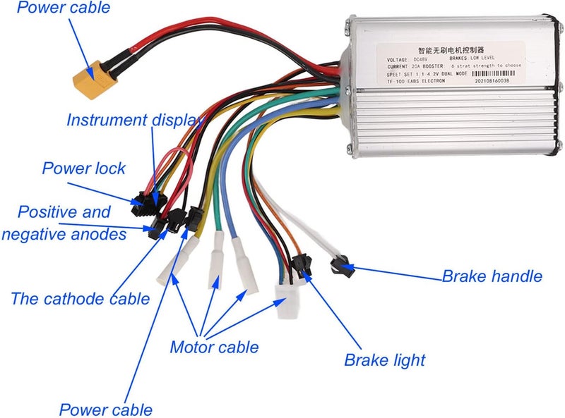 Sunisfa Electric Scooter Controller, Brushless Motor Controller, Intelligent 48V 20A Controller for KUGOO M4 Scooter, Aluminum Alloy Controller with Wiring Diagrams, with Grooves Design - Image 3