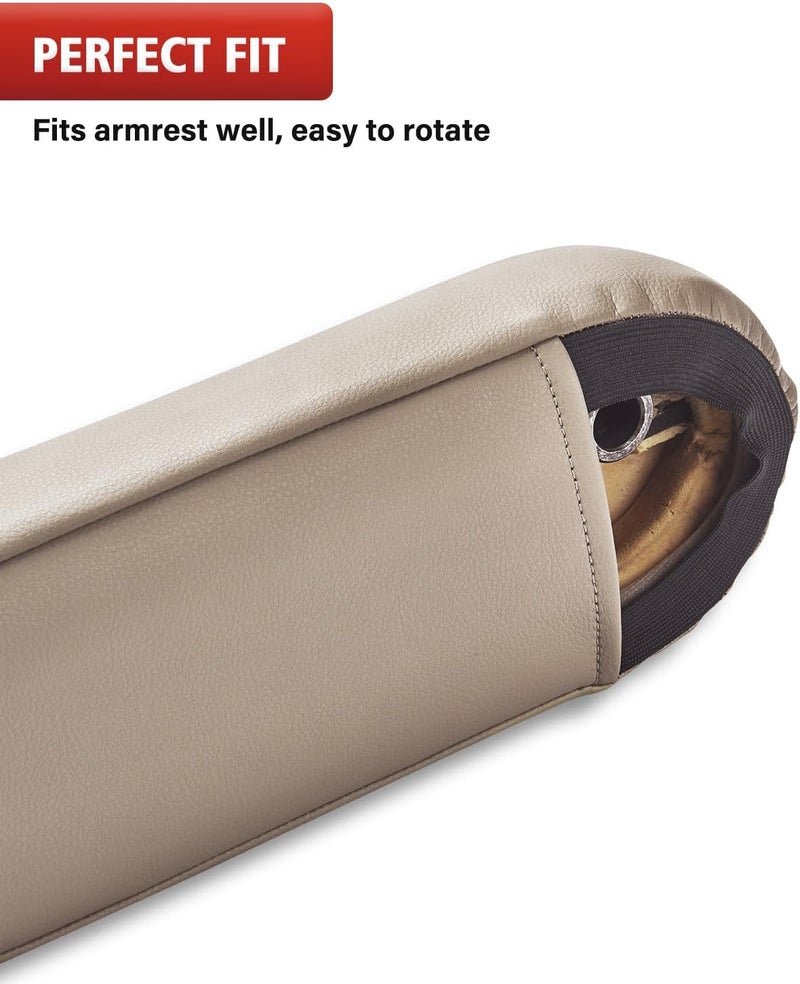 KBH Auto Seat Armrest Cover for Ford Excursion, F250 Lariat, F350 Lariat 1999-2007 - Tan Vinyl Microfiber Leather Replacement Pair - Image 3