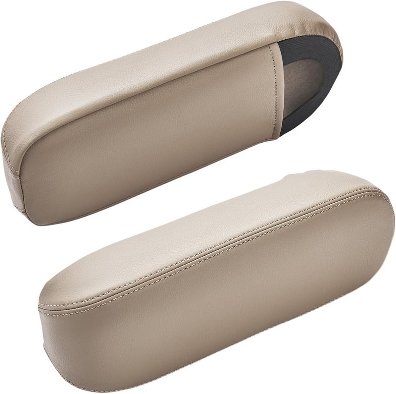 KBH Auto Seat Armrest Cover for Ford Excursion, F250 Lariat, F350 Lariat 1999-2007 - Tan Vinyl Microfiber Leather Replacement Pair - Image 1