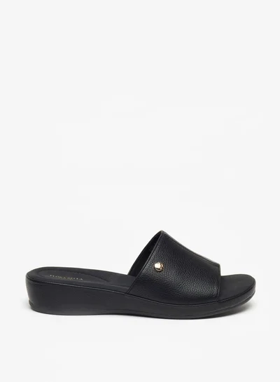 Flora Bella By Shoexpress Women's Textured Open Toe Slip-On Sandals with Metallic Trim