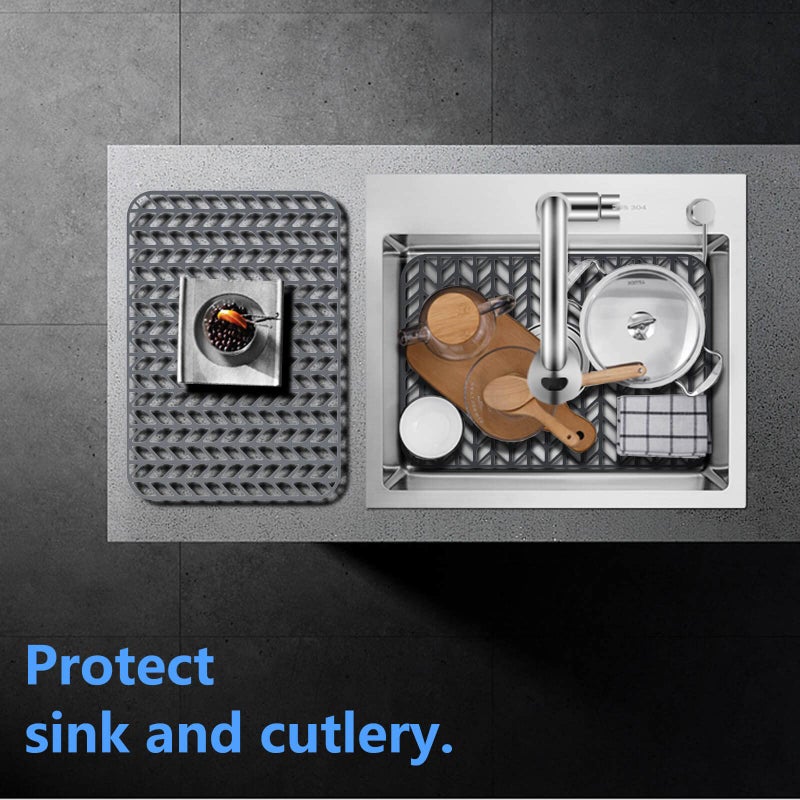 Jiubar Sink Protectors For Kitchen Sink 12"" 13"" 16"" 18"" 19"" 24"" 26"" 28"" 29"" Silicone Sink Mat| Silicone Kitchen Sink Mat Grid For Bottom Of Farmhouse Stainless Steel(18.2""X 12.5""Gray) - Image 5