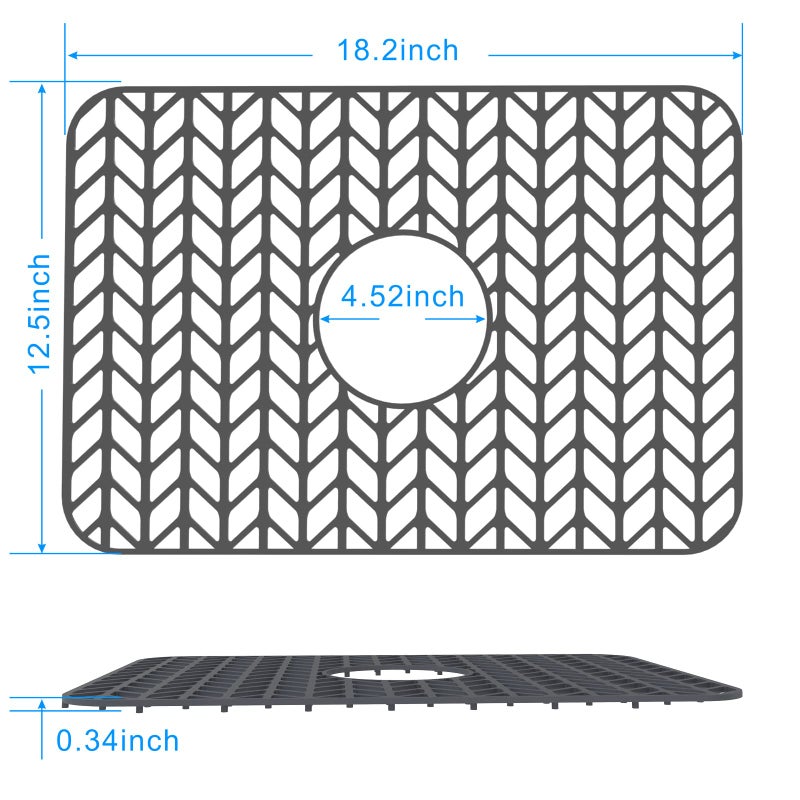 Jiubar Sink Protectors For Kitchen Sink 12"" 13"" 16"" 18"" 19"" 24"" 26"" 28"" 29"" Silicone Sink Mat| Silicone Kitchen Sink Mat Grid For Bottom Of Farmhouse Stainless Steel(18.2""X 12.5""Gray) - Image 3