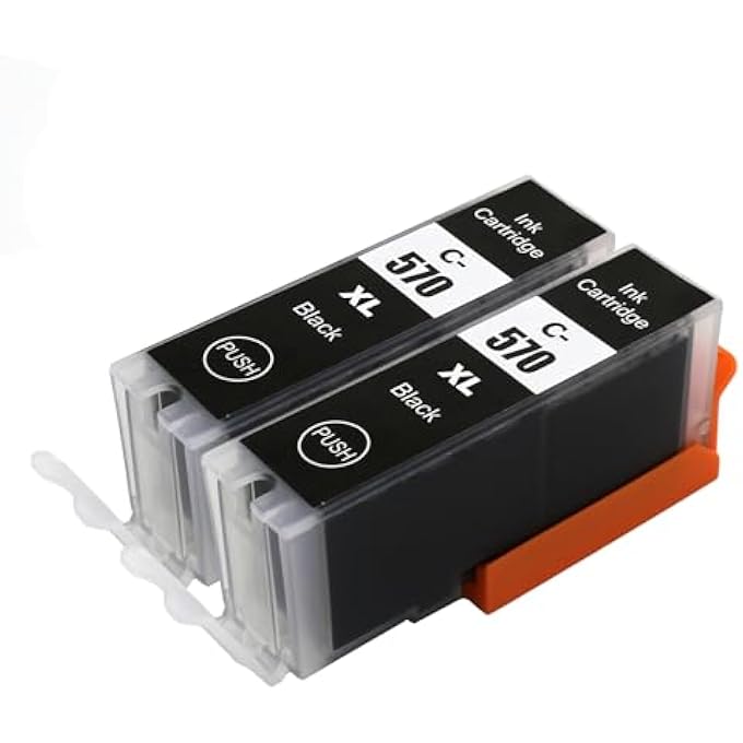 2 BLACK CARTRIDGES TO REPLACE CANON PGI-570BK COMPATIBLE/NON-OEM FOR PIXMA PRINTERS - Image 1