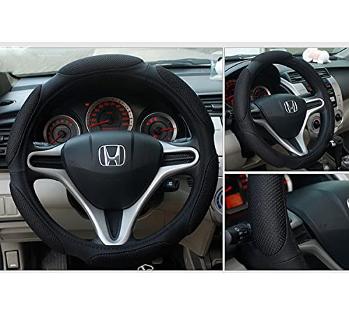 HSR Car Accessories in Universal 15 inch Car Steering Wheel Cover, Emboss Holes, Microfiber, Anti-Slip Matte Finish, Soft Padding Great Hand Feel (Black) - Image 2