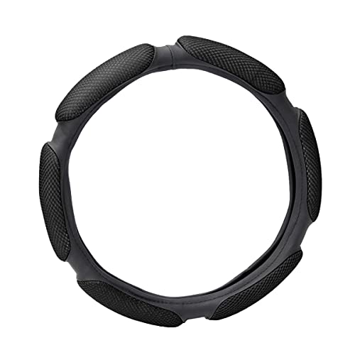 HSR Car Accessories in Universal 15 inch Car Steering Wheel Cover, Emboss Holes, Microfiber, Anti-Slip Matte Finish, Soft Padding Great Hand Feel (Black) - Image 3