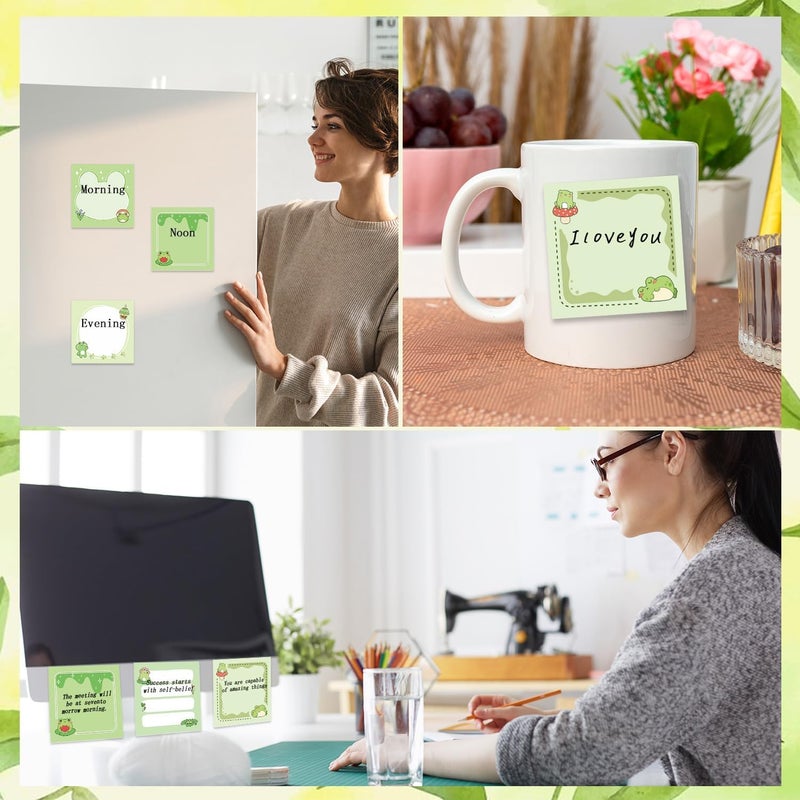 KASTWAVE 9 Pack Cute Frog Sticky Notes, Funny Cartoon Animal Memo Pads, Self-Stick Notepads for Office, School and Planner Accessories, Novelty Desk Stationery Gifts for Men and Women(450 Sheets, 3x3 Inch) - Image 2