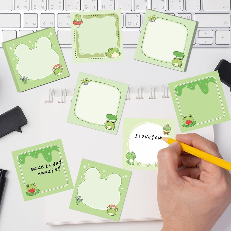 KASTWAVE 9 Pack Cute Frog Sticky Notes, Funny Cartoon Animal Memo Pads, Self-Stick Notepads for Office, School and Planner Accessories, Novelty Desk Stationery Gifts for Men and Women(450 Sheets, 3x3 Inch) - Image 4