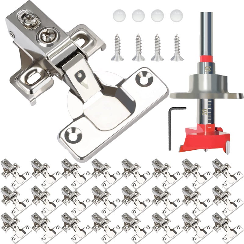 BESTEEL 24 Pack 1/2 inch Overlay Soft Close Cabinet Door Hinges for Kitchen Cabinet Hinges, 100 Degree Opening Angel, Stainless Concealed Kitchen Cabinets Hinge Self Closing with Drilling Tool &Manual - Image 1