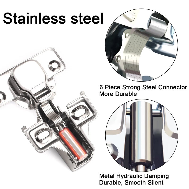 BESTEEL 24 Pack 1/2 inch Overlay Soft Close Cabinet Door Hinges for Kitchen Cabinet Hinges, 100 Degree Opening Angel, Stainless Concealed Kitchen Cabinets Hinge Self Closing with Drilling Tool &Manual - Image 5