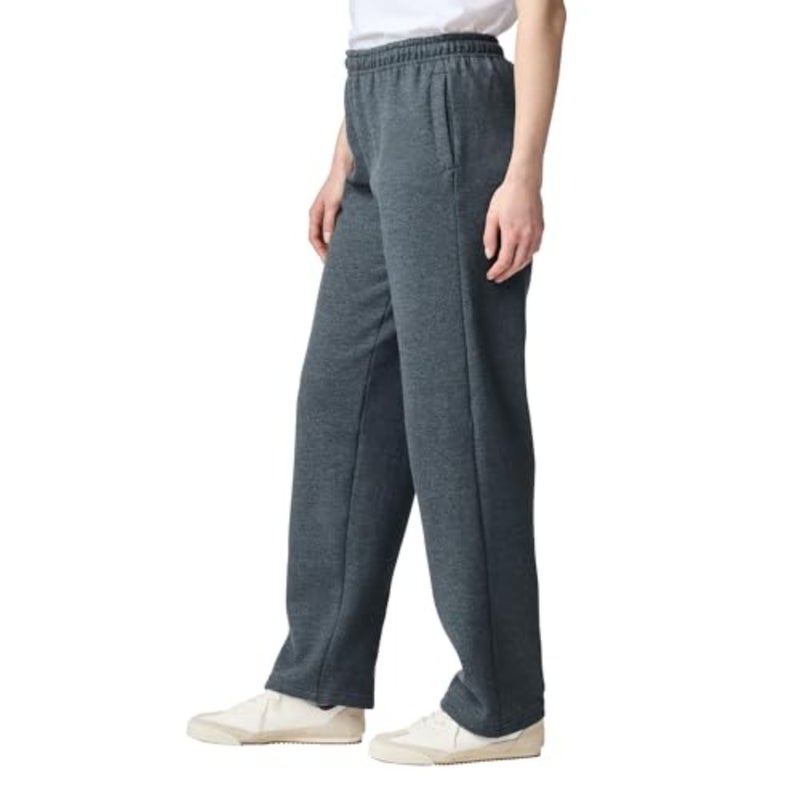 Everyday wear fleece sweatpants with open bottom and pockets, cotton-poly blend, classic gray, soft and durable - Image 2