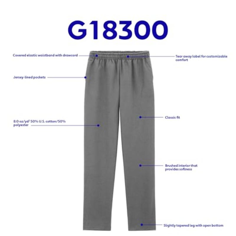 Everyday wear fleece sweatpants with open bottom and pockets, cotton-poly blend, classic gray, soft and durable - Image 5