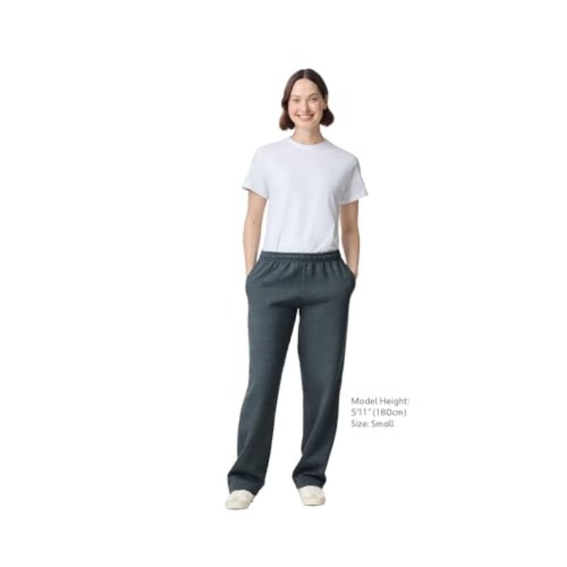 Everyday wear fleece sweatpants with open bottom and pockets, cotton-poly blend, classic gray, soft and durable - Image 4