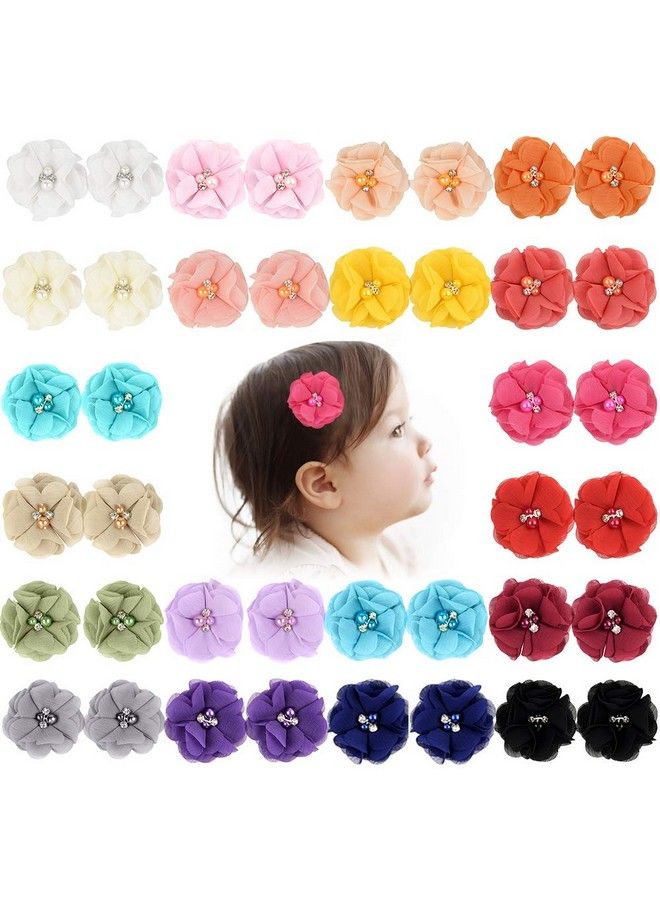 jollybows 30Pcs Baby Girls Alligator Hair Clips Chiffon Flower Hair Barrettes Accessories For Kids Toddler Teens (01) - Image 2