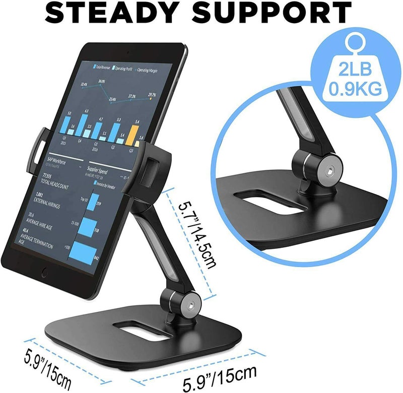 Techzere Tablet Stand, Swivel Mount Holder for Any Tablet, Smartphone 4.7"-12.9" inches, Camera & Portable Projector, Black - Image 4