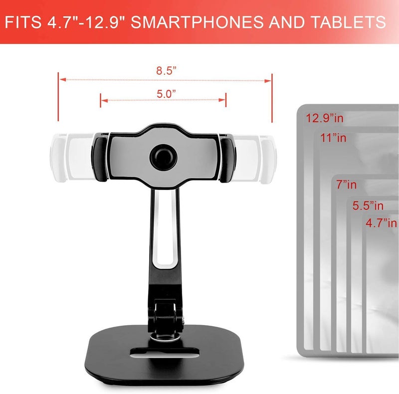 Techzere Tablet Stand, Swivel Mount Holder for Any Tablet, Smartphone 4.7"-12.9" inches, Camera & Portable Projector, Black - Image 2