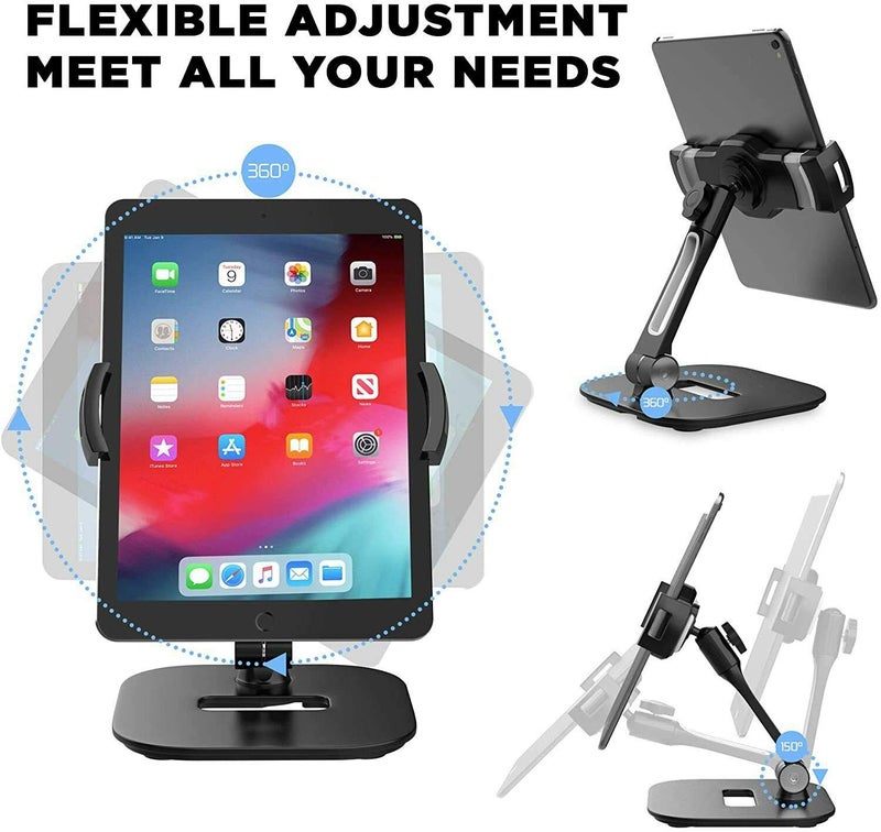 Techzere Tablet Stand, Swivel Mount Holder for Any Tablet, Smartphone 4.7"-12.9" inches, Camera & Portable Projector, Black - Image 3