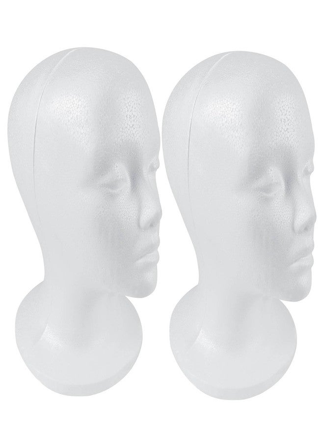 SHANY Styrofoam Model Heads ,Hat Wig Foam Mannequin Female Wig Head Stand ,Mannequin Head for wigs , Wig Holder - Round Base , 11 Inches Female Mannequin Head -2 Pieces - Image 1