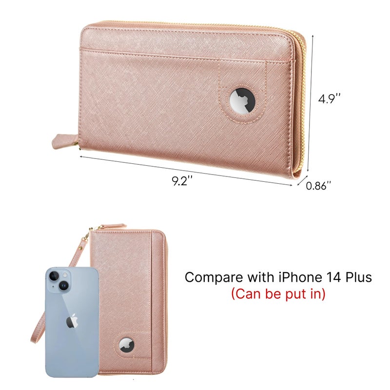 Apadi Passport Holder with Airtag Passport Wallet Travel Documents Organizer with Zipper Pocket for Women and Men - Image 5