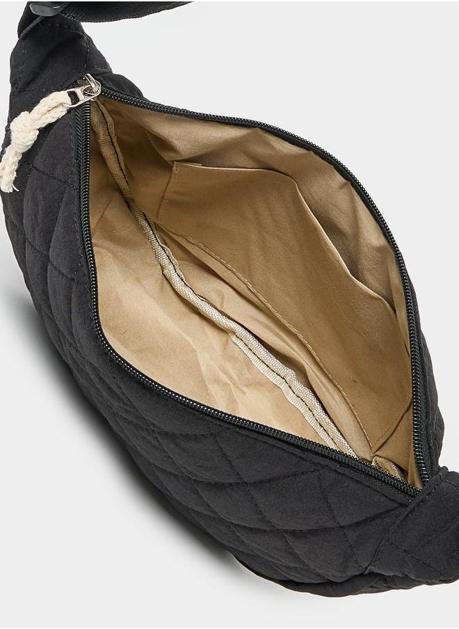 Styli Quilted Crossbody Bag with Zip Closure  - Image 4