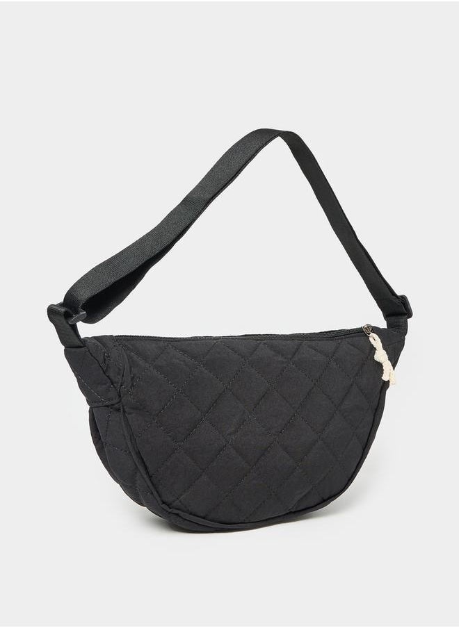 Styli Quilted Crossbody Bag with Zip Closure  - Image 1