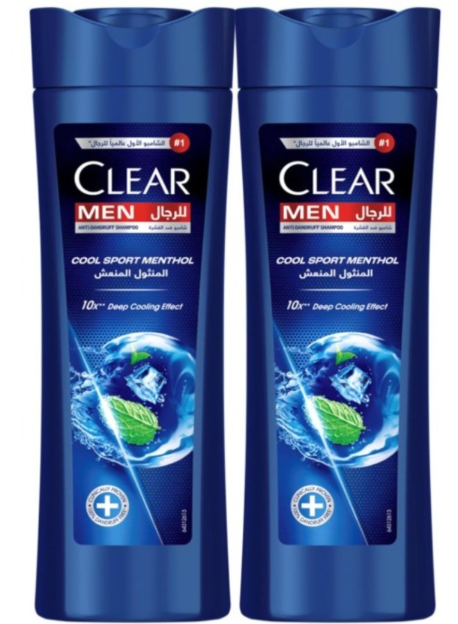 كلير مين شامبو مضاد للقشرة للرجال، برائحة المنثول الرياضي المنعش، عبوتان × 350 مل - Image 1