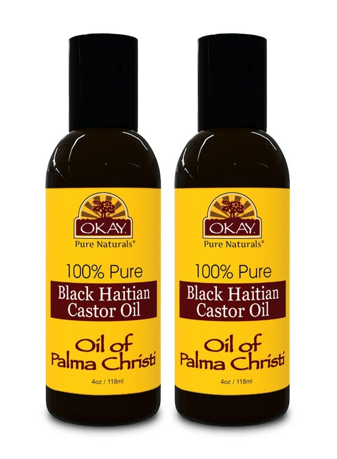 Okay Pure Naturals Black Haitian Castor Oil - Castor Oil for Hair Growth for Men & Women, Moisture for Skin, Scalp, Eyelashes, Eyebrows - 4 oz Glass Bottle (Pack of 2) - Image 1