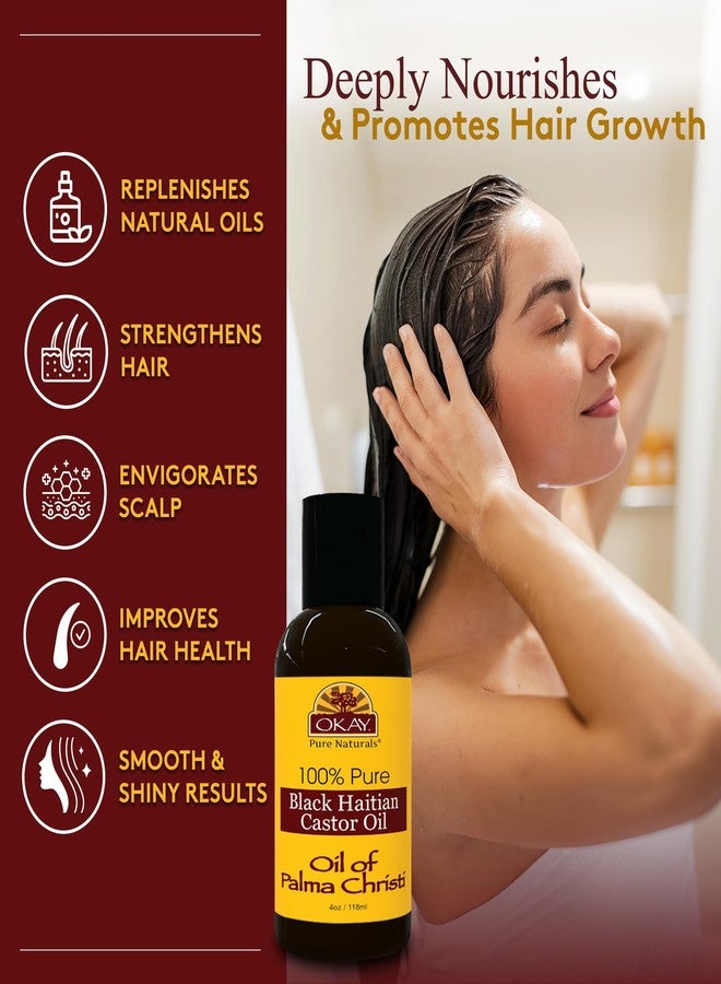 Okay Pure Naturals Black Haitian Castor Oil - Castor Oil for Hair Growth for Men & Women, Moisture for Skin, Scalp, Eyelashes, Eyebrows - 4 oz Glass Bottle (Pack of 2) - Image 2