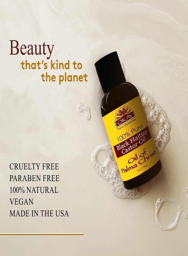 Okay Pure Naturals Black Haitian Castor Oil - Castor Oil for Hair Growth for Men & Women, Moisture for Skin, Scalp, Eyelashes, Eyebrows - 4 oz Glass Bottle (Pack of 2) - Image 3