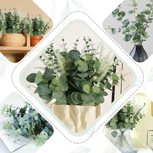 Coreland Artificial Eucalyptus Leaves Stems 120 Pcs 4 Kinds Mixed Fake Silver Dollar Eucalyptus Leaves Stem Bulk Faux Leaf for DIY Bouquets Floral Arrangement Wedding Home Decor - Image 3