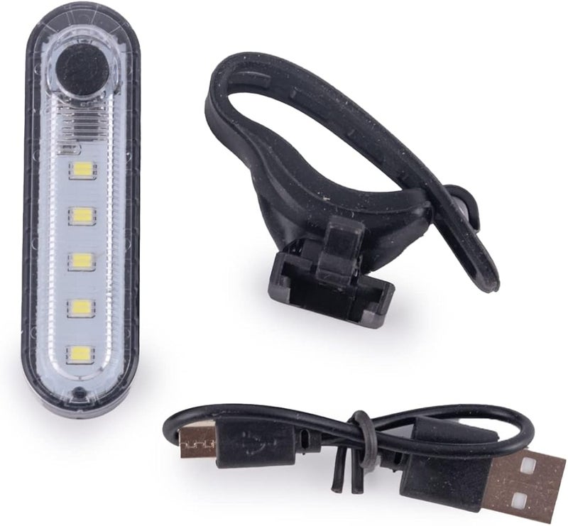 ماونتن جير مصباح خلفي للدراجة قابل لإعادة الشحن عبر منفذ USB من شركة Mountain Gear، بلون أبيض ساطع، مزود بمصباح يدوي لزيادة السلامة أثناء ركوب الدراجة، لون أسود، موديل S - Image 1