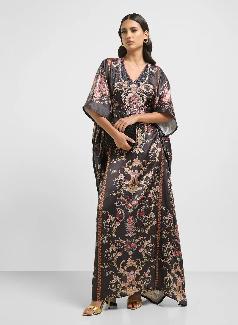 ARABIAN CLOSET MUKHAWAR KAFTAN WITH INNER BELT