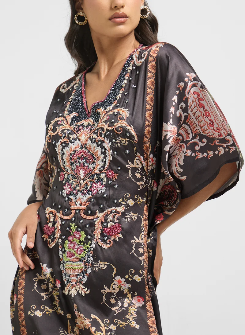 ARABIAN CLOSET MUKHAWAR KAFTAN WITH INNER BELT