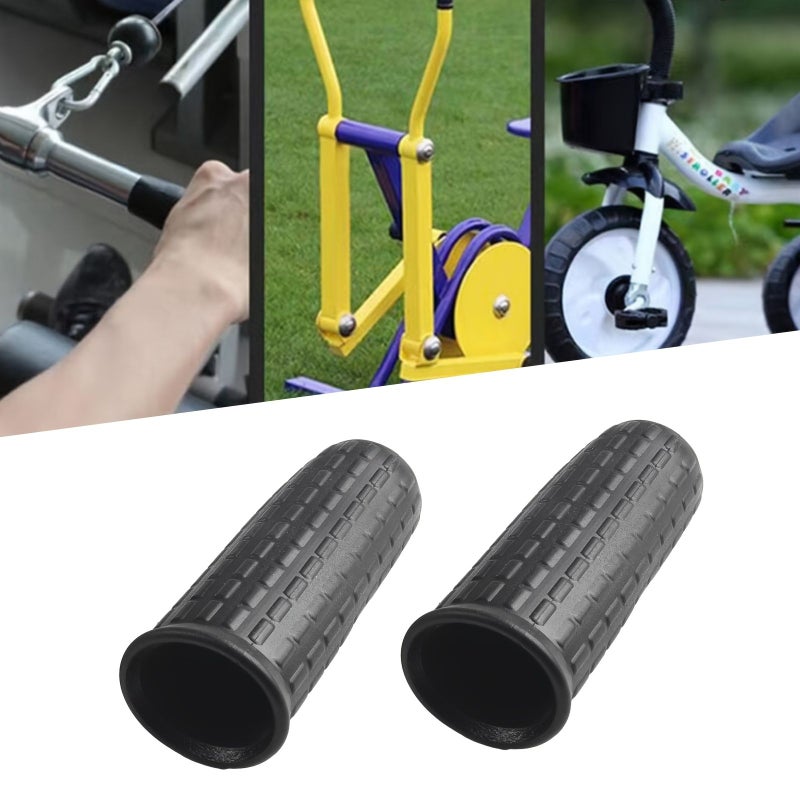 4 Pcs Heavy Duty Handcart Grip Tubes Black Durable Plastic Slip Wheel Handle Covers Easy Install - Image 2