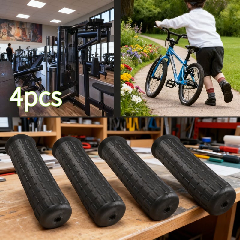 4 Pcs Heavy Duty Handcart Grip Tubes Black Durable Plastic Slip Wheel Handle Covers Easy Install - Image 1