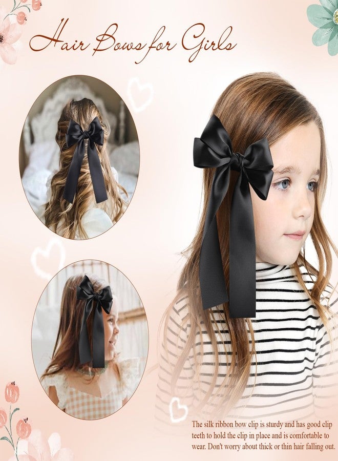 NCMAMA 2Pcs Hair Bows for Girls Hair Clip Black Silk Hair Bow Ribbon Hair Accessories for Women Toddlers Infant Teens Kids(Black) - Image 4