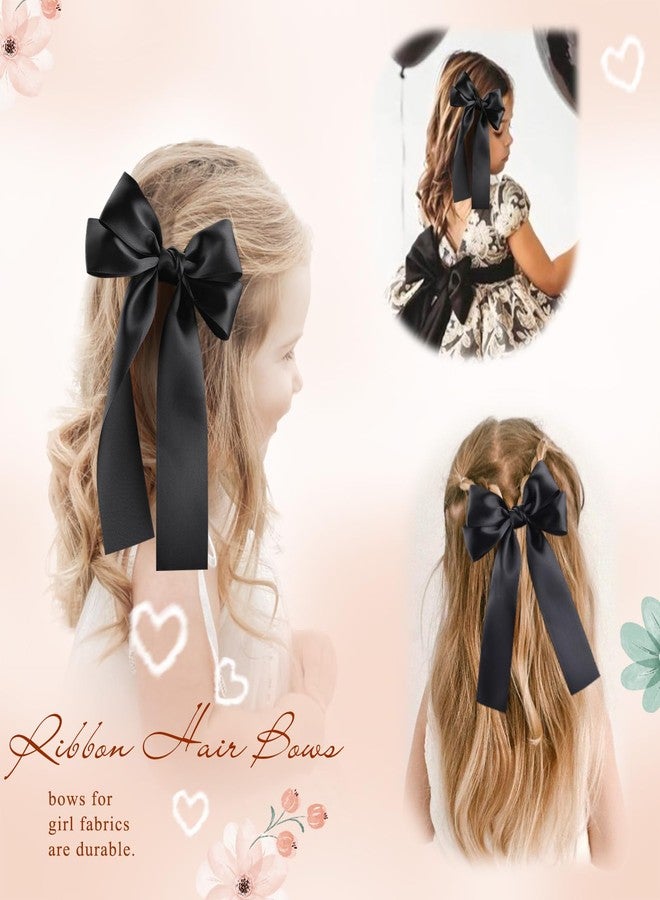 NCMAMA 2Pcs Hair Bows for Girls Hair Clip Black Silk Hair Bow Ribbon Hair Accessories for Women Toddlers Infant Teens Kids(Black) - Image 5