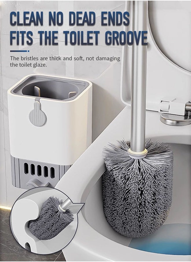 Generic - Toilet Cleaning Brush and Holder, Wall-Mounted Design, with Drain Box, Effectively Inhibits Bacterial Growth and Copes with Various Stains - Image 1